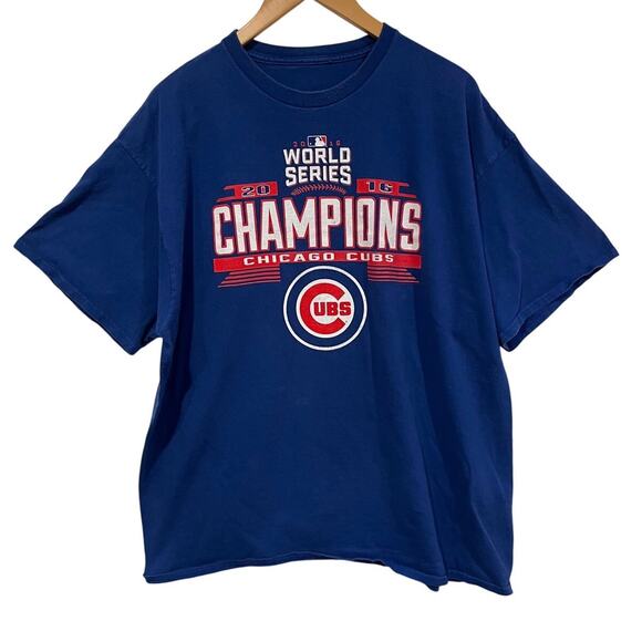 Chicago Cubs World Series Champions 2016 Tee Shirt Graphic Blue - Picture 1 of 5
